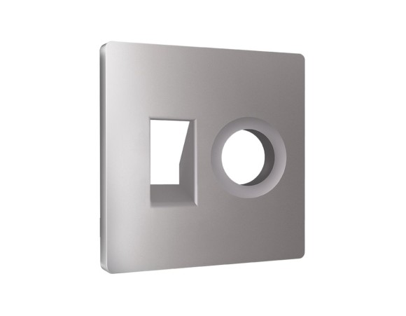 Лицевая панель Alfa (Сталь матовый) для компьютерной/телефонной + TV розетки RJ-45/RJ-11 Quant Ambrella Volt AP5125