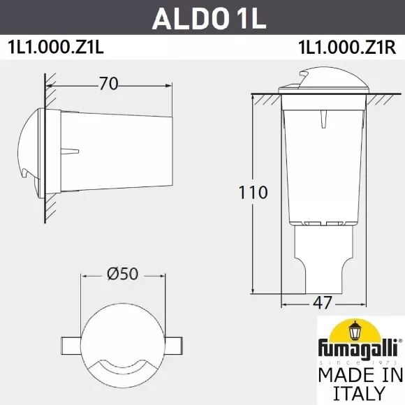 Грунтовый светильник Fumagalli Aldo 1L1.000.000.AXZ1L Грунтовый светильник Fumagalli Aldo 1L1.000.000.AXZ1L