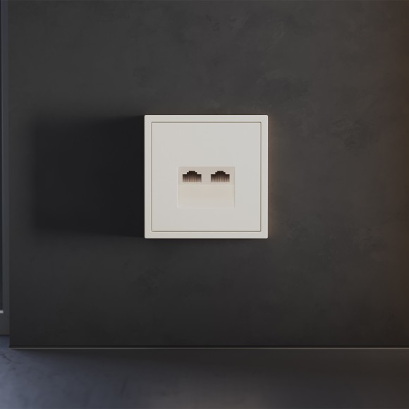 Накладка для розетки компьютерной двойной RJ45+RJ45 кат.6 Voltum S70 (хлопок) VLS001413