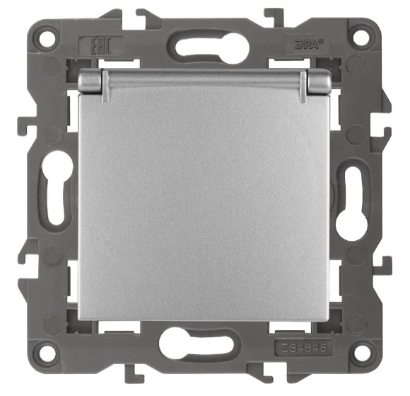 Розетка 2P+E Schuko со шторками с крышкой Эра 14-2103-03 Б0034280