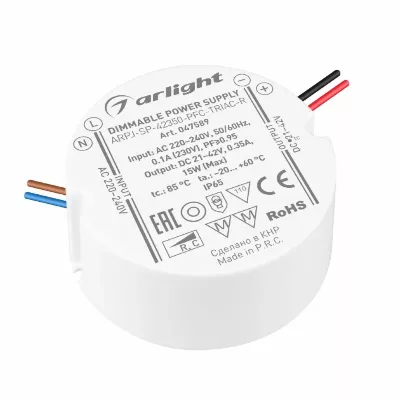 Блок питания Arlight ARPJ-SP-42350-PFC-TRIAC-R (15W, 21-42V, 350mA) 047589