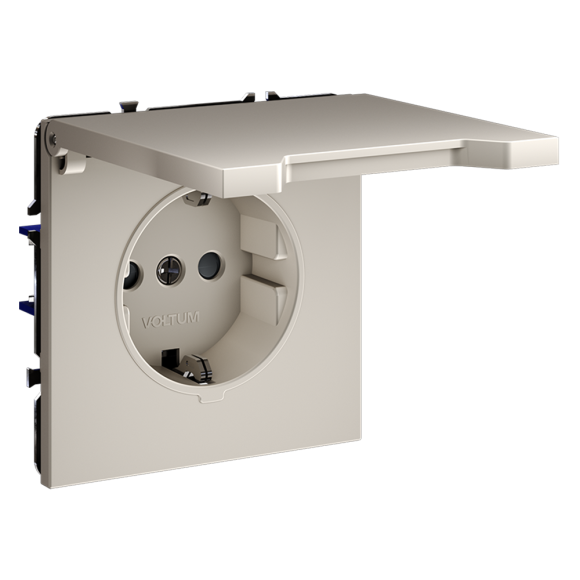 Розетка с защитными шторками и крышкой Voltum S70 VLS040303