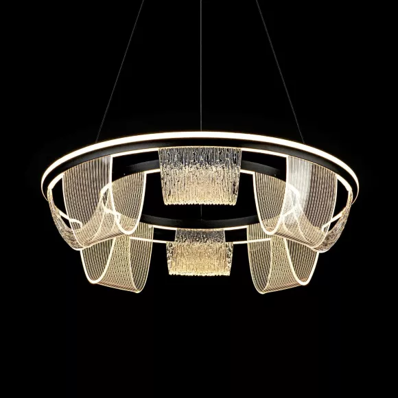 Подвесная люстра LED4U L7706-630 BK, Черный, Белый, От теплого до холодного, крупный план
