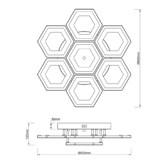Потолочная светодиодная люстра с пультом управления Escada HEXAGON 10204/7LED