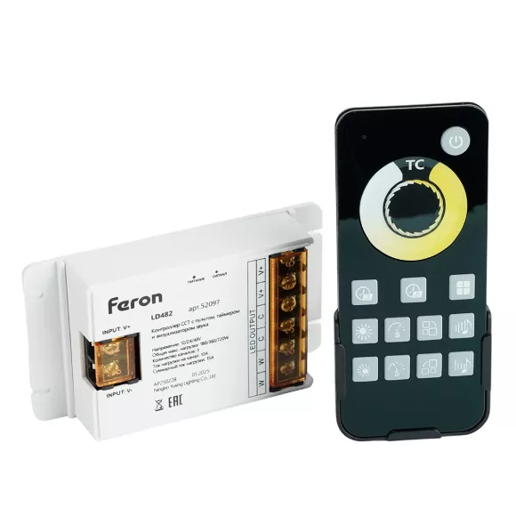 Контроллер CCT с пультом, таймером и визуализатором звука Feron LD482 12-24-48V 52097 Контроллер CCT с пультом, таймером и визуализатором звука Feron LD482 12-24-48V 52097