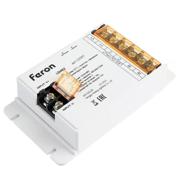 Контроллер CCT с пультом, таймером и визуализатором звука Feron LD482 12-24-48V 52097 Контроллер CCT с пультом, таймером и визуализатором звука Feron LD482 12-24-48V 52097