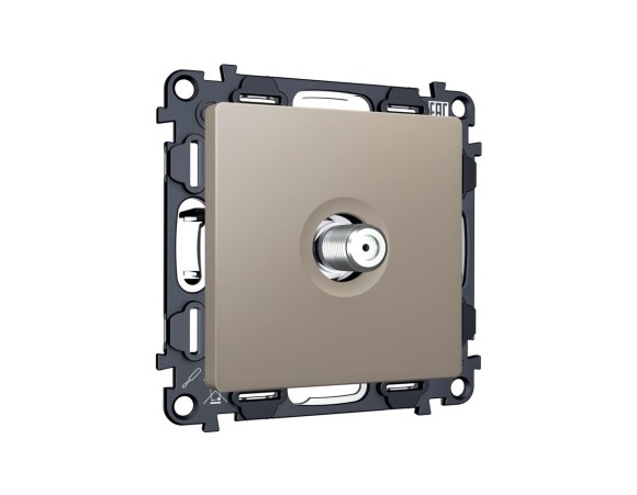 Комплект механизма TV розетки SAT 5-2400MHz 3.5dB Alfa Серо-бежевый матовый Quant Ambrella Volt MA373050 (AP3730, VM215)