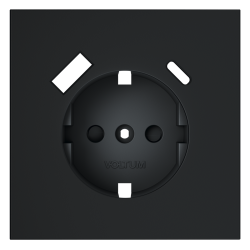 Накладка для розетки с заземлением и защитными шторками, с USB A+C Voltum S70 (графит) VLS001007