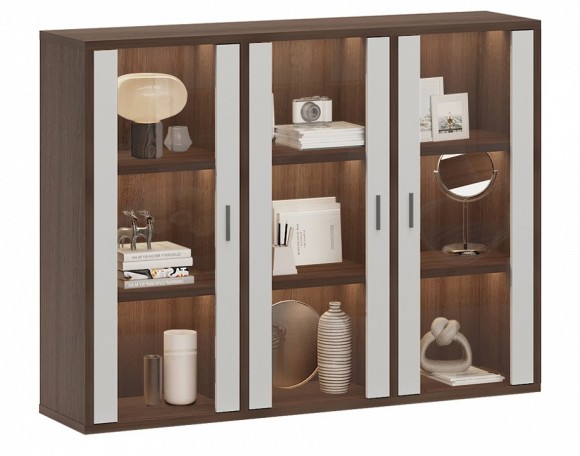 Тумба-витрина Домино СУ(ш3в1)+3ФС MER_SUsh3v1-3FS-SHBE-shamoni-CH-belyj