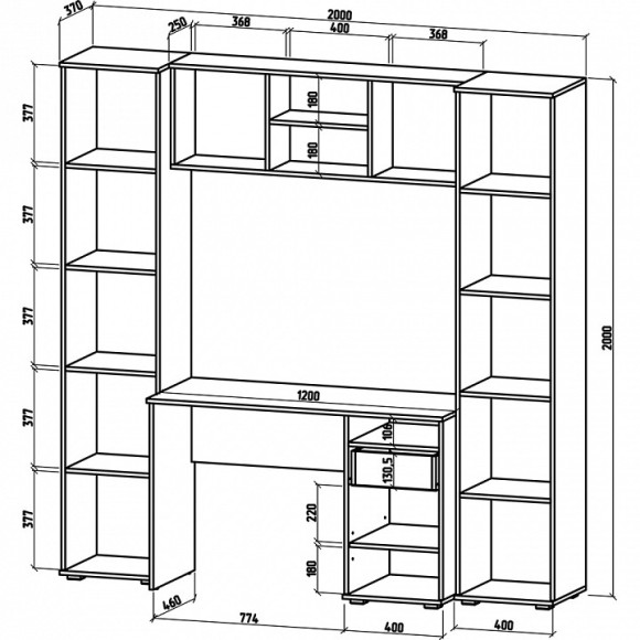 Стенка для детской Тунис-1 MAS_UGSHT-1-DSB