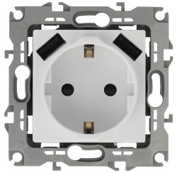 Розетка 2P+E со шторками и 2xUSB Эра 12-4109-01 Б0047840