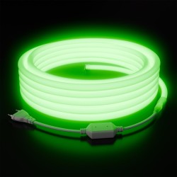 Комплект светодиодного неона Apeyron 220В, 6Вт/м, зеленый, smd 2835, 144д/м 10м, IP65, с аксессуарами (сетевой шнур, заглушка, крепеж - 10шт) 10-118