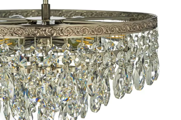 Люстра на штанге Arti Lampadari Castellana E 1.3.38.601 N, Никель, Прозрачный, Металл, крупный план Люстра на штанге Arti Lampadari Castellana E 1.3.38.601 N, Никель, Прозрачный, Металл, крупный план