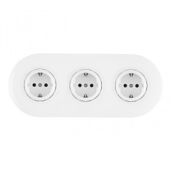 Круглая розетка тройная (трехпостовая) с/з и шторками Arte Milano SET08-3-40-1x3 white