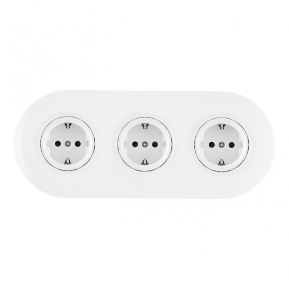 Круглая розетка тройная (трехпостовая) с/з и шторками Arte Milano SET08-3-40-1x3 white
