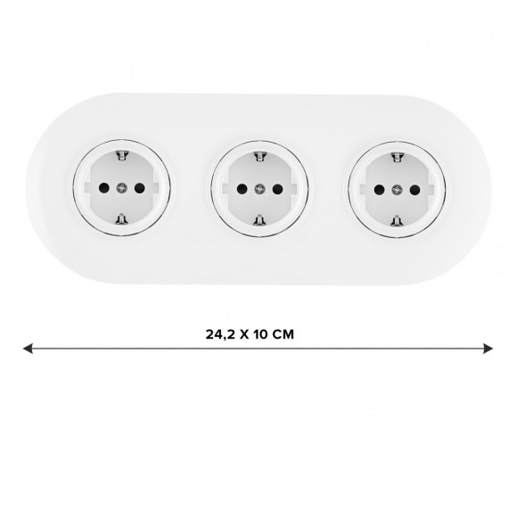 Круглая розетка тройная (трехпостовая) с/з и шторками Arte Milano SET08-3-40-1x3 white