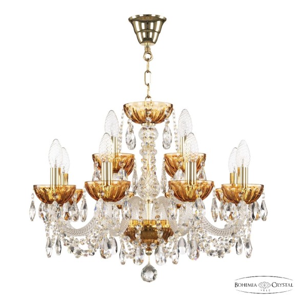 Подвесная люстра Bohemia Ivele Crystal 5402/8+4/195 G Amber/M-1H
