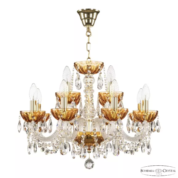 Подвесная люстра Bohemia Ivele Crystal 5402/8+4/195 G Amber/M-1H