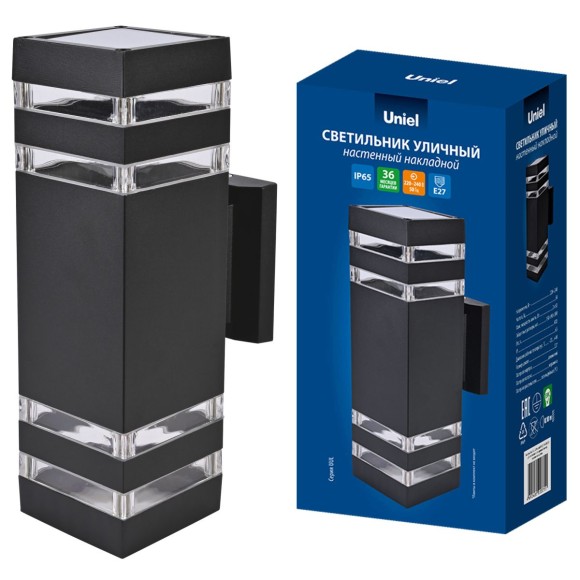 Уличный настенный светильник Uniel UUL-S24A 2x60W/E27 IP65 BLACK UL-00012923