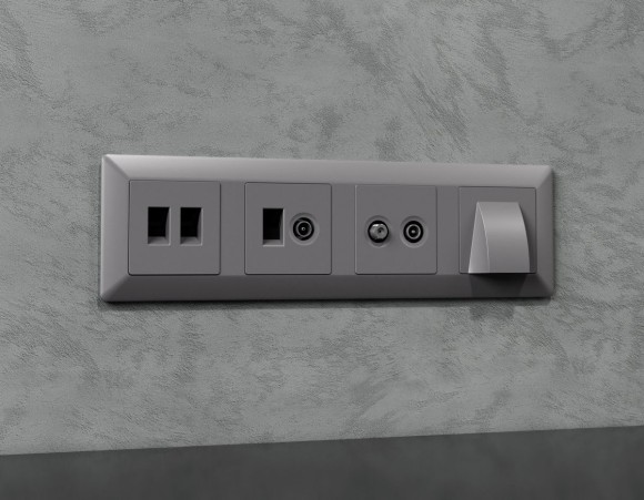 Лицевая панель Alfa (Сталь матовый) для вывода кабеля Quant Ambrella Volt AP5158