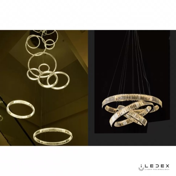 Подвесная светодиодная люстра iLedex Woodstock 10920P/3-70W-3000K (8/6/4) GL-CL