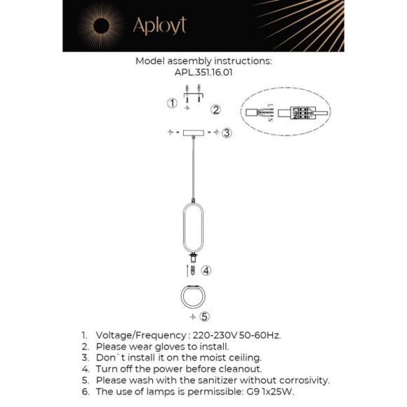 Подвесной светильник Aployt Klara APL.351.16.01