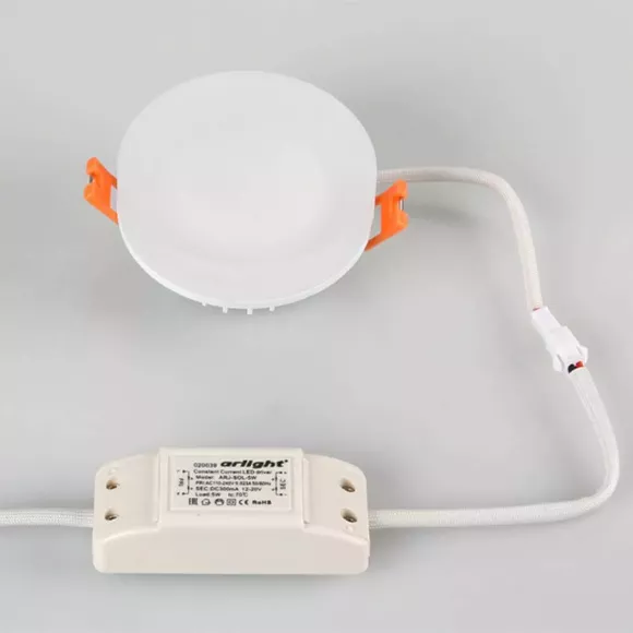 Встраиваемый светильник Arlight LTD-80R-Opal-Roll 5W Day White 020808, Белый, Нейтральный белый, Металл, вид сверху Встраиваемый светильник Arlight LTD-80R-Opal-Roll 5W Day White 020808, Белый, Нейтральный белый, Металл, вид сверху