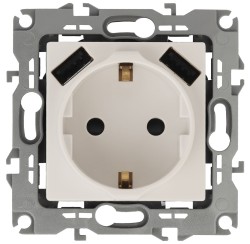 Розетка 2P+E со шторками и 2xUSB Эра 12-4109-02 Б0047841