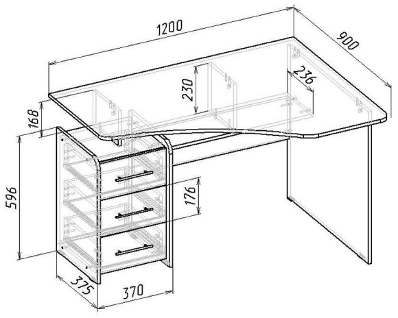 Стол письменный Триан-5 MAS_MST-UST-05-R-16-PR-DSB