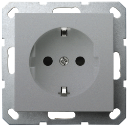 Розетка SHUKO Jasmart с защитными шторками (2P+T) 16A 250V цвет алюминий G5501S