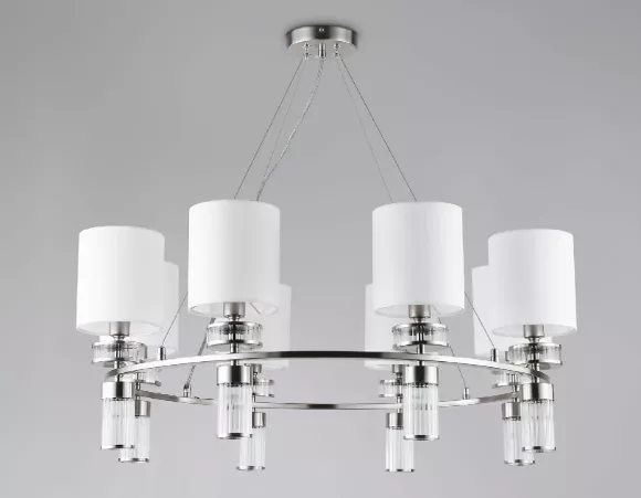 Подвесная люстра Ambrella Light High Light Classic LH71293, Никель, Белый, Металл Подвесная люстра Ambrella Light High Light Classic LH71293, Никель, Белый, Металл
