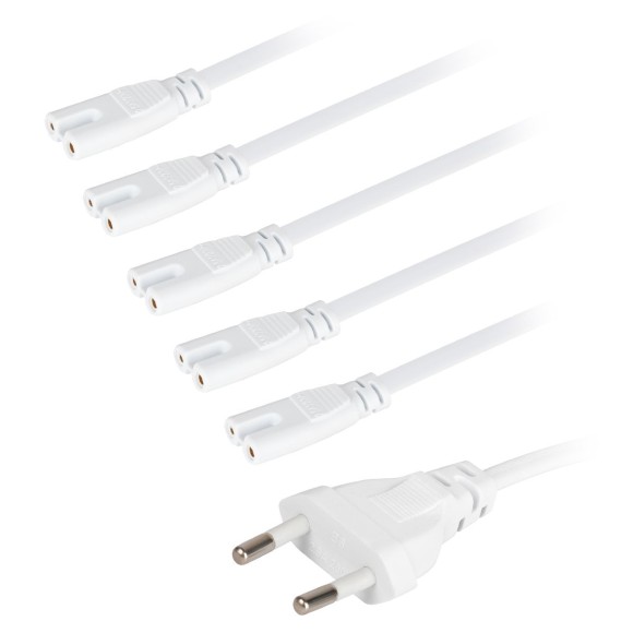 Разветвитель сетевой для линейных светильников Эра 5х IEC C7 2pin+timer (4/8/12 H) 2 м Б0066923