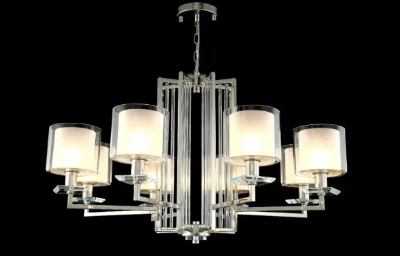 Подвесная люстра Crystal Lux Nicolas NICOLAS SP-PL8 NICKEL/WHITE, Никель, Прозрачный, Металл, декоративные элементы крупным планом Подвесная люстра Crystal Lux Nicolas NICOLAS SP-PL8 NICKEL/WHITE, Никель, Прозрачный, Металл, декоративные элементы крупным планом