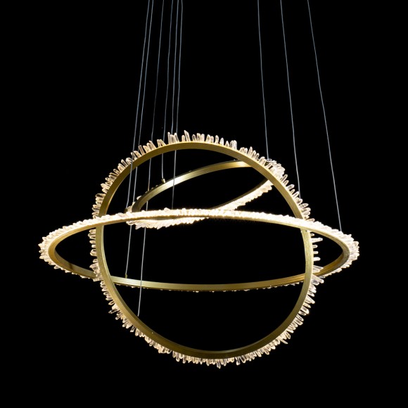 Подвесная светодиодная люстра Delight Collection Quartz Halo MD20020154-3A satin gold