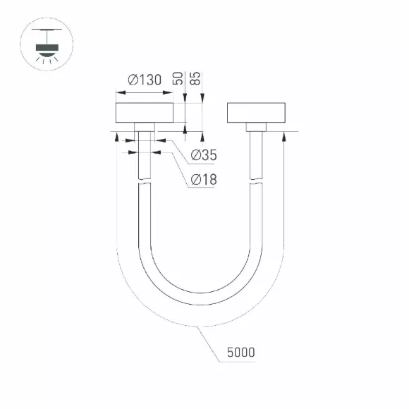 Подвесной светильник Arlight SP-TROPIC-SURFACE-R18-L5000-58W Warm3000 (BK, 360 deg, 230V) 043405, Теплый белый, Современный