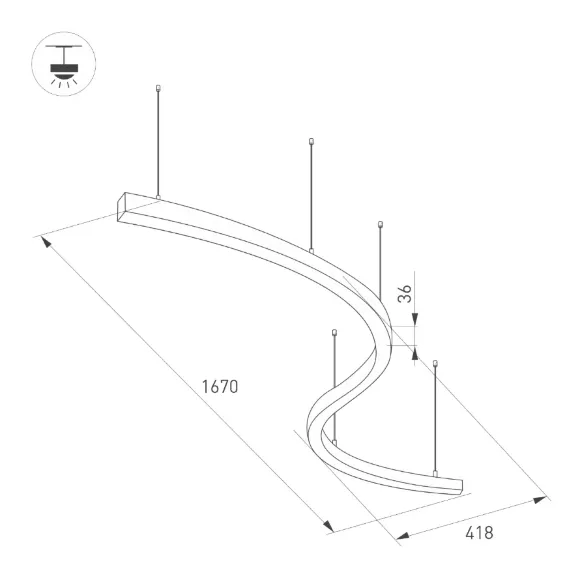 Подвесной светильник Arlight SP-Line-Hang-Arc-S3535-D800-65W Day4000 034050(1), Белый, Нейтральный белый, Металл