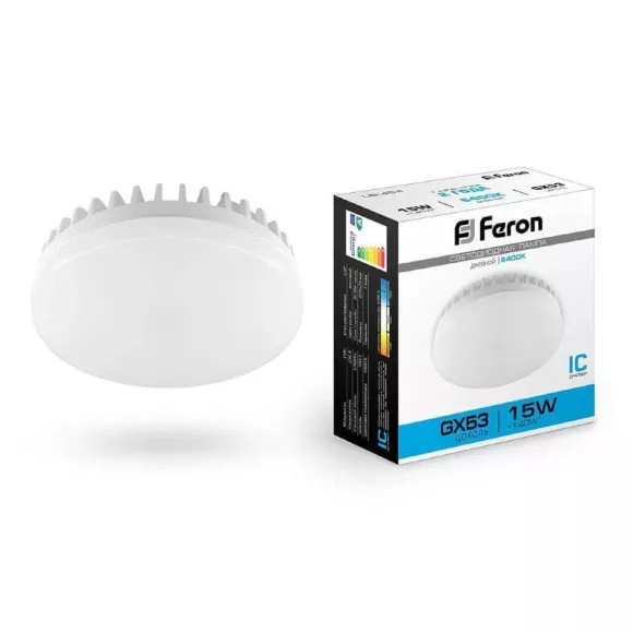Лампа светодиодная Feron GX53 15W 6400K Таблетка Матовая LB-454 25869 Лампа светодиодная Feron GX53 15W 6400K Таблетка Матовая LB-454 25869