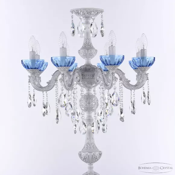 Торшер Bohemia Ivele Crystal AL79101T/8/175 B WMN P Aquamarine/M-1H, Белый, Металл, Классика стиль, крупный план