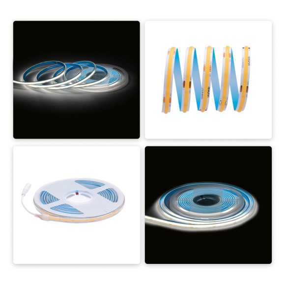 Светодиодная влагозащищенная лента Apeyron 12W/m 320LED/m COB дневной белый 5M 00-391