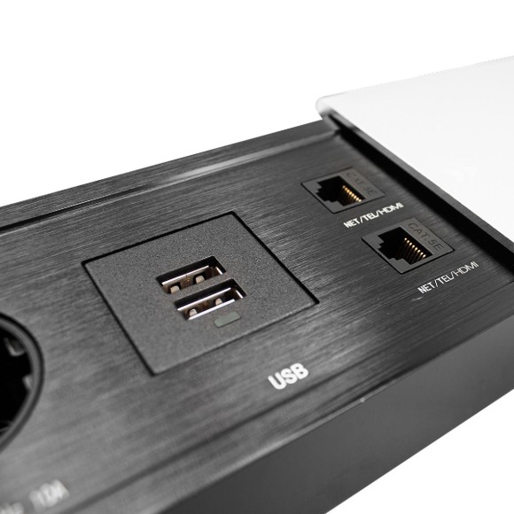 Блок розеток (2 секции RJ-45 + 2 USB с кабелем питания) Mebax 00-00002890