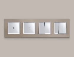 Комплект механизма 2-клавишного перекрестного выключателя 10A-250V Alfa Серебро глянец Quant Ambrella Volt MA403030 (AP4030, VM125)