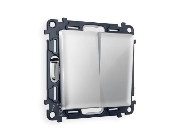 Комплект механизма 2-клавишного перекрестного выключателя 10A-250V Alfa Серебро глянец Quant Ambrella Volt MA403030 (AP4030, VM125)