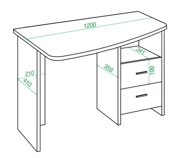 Стол письменный Домино Лайт СКЛ-Крл 120 MER_SKL-Krl120_K_LEV