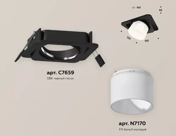 Встраиваемый светильник Ambrella Light Techno Spot XC7659085 (C7659, N7170), Черный, Белый, Металл Встраиваемый светильник Ambrella Light Techno Spot XC7659085 (C7659, N7170), Черный, Белый, Металл