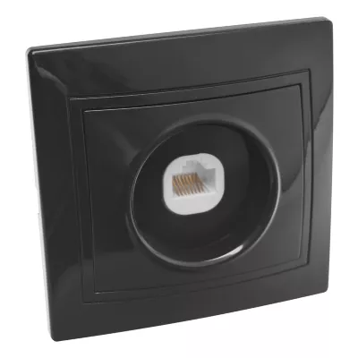Розетка компьютерная RJ45 скрытой установки IP20, черная "Дельта" General 477330
