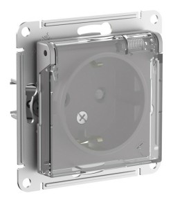 Розетка с/з со шторками с прозрач. крышк, 16А,IP44, мех Systeme Electric AtlasDesign Aqua Алюминий ATN440346