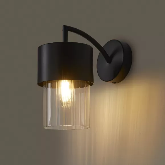 Бра Freya Lumin FR5515WL-01B, Черный, Прозрачный, Металл, крупный план Бра Freya Lumin FR5515WL-01B, Черный, Прозрачный, Металл, крупный план