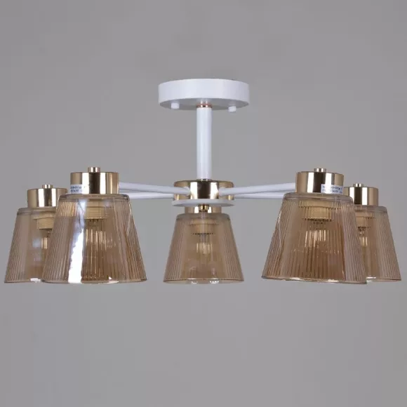 Люстра на штанге Reluce 20560-0.3-05 WH+FG, Разноцветный, Янтарный, Металл Люстра на штанге Reluce 20560-0.3-05 WH+FG, Разноцветный, Янтарный, Металл