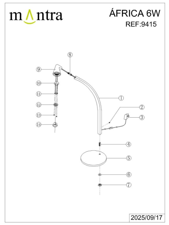 Настольная лампа Mantra Africa 9415