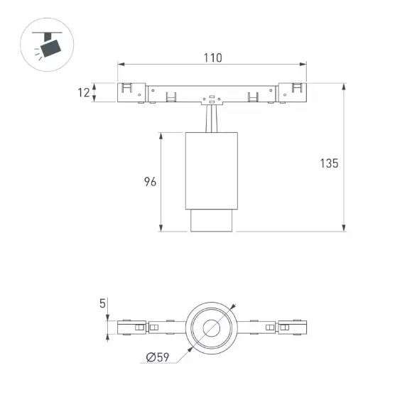 Трековый магнитный светильник Arlight MAG-MICROCOSM-SPOT-ZOOM-R59-12W Day4000 (WH, 20-60 deg, 24V) (IP20 Металл) 052097, крепление Трековый магнитный светильник Arlight MAG-MICROCOSM-SPOT-ZOOM-R59-12W Day4000 (WH, 20-60 deg, 24V) (IP20 Металл) 052097, крепление